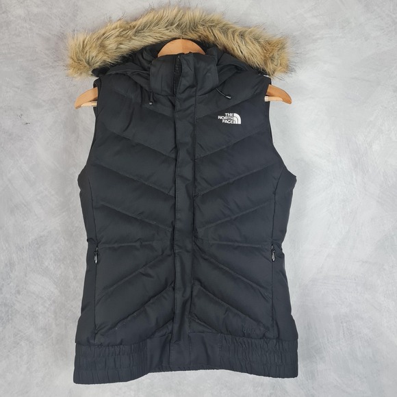 The North Face Jackets & Blazers - The North Face Vest Womens Small Black 600 Down Hooded Faux Fur Puffer Quilted
